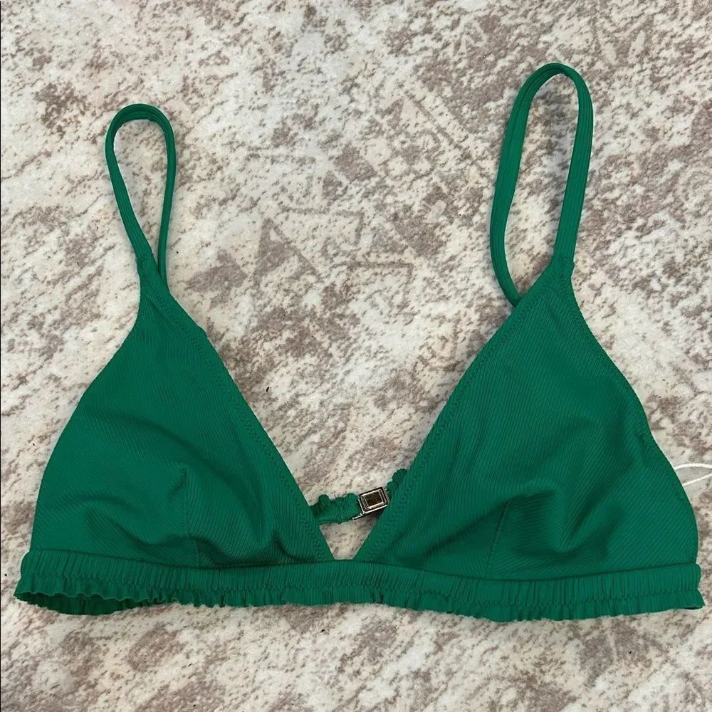 Sezane x YSE Green Triangle Bikini Top size 4, new with tags